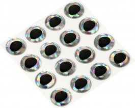 3D Epoxy Fish Eyes, Holographic Silver, 12 mm